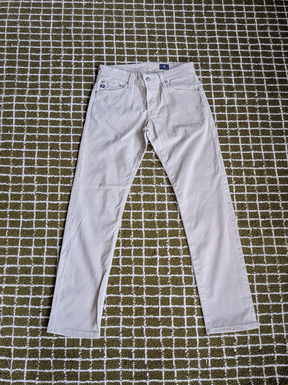 Adriano Goldschmeid The Tellis Men's Slim Straight Jeans in Light Beige NWT